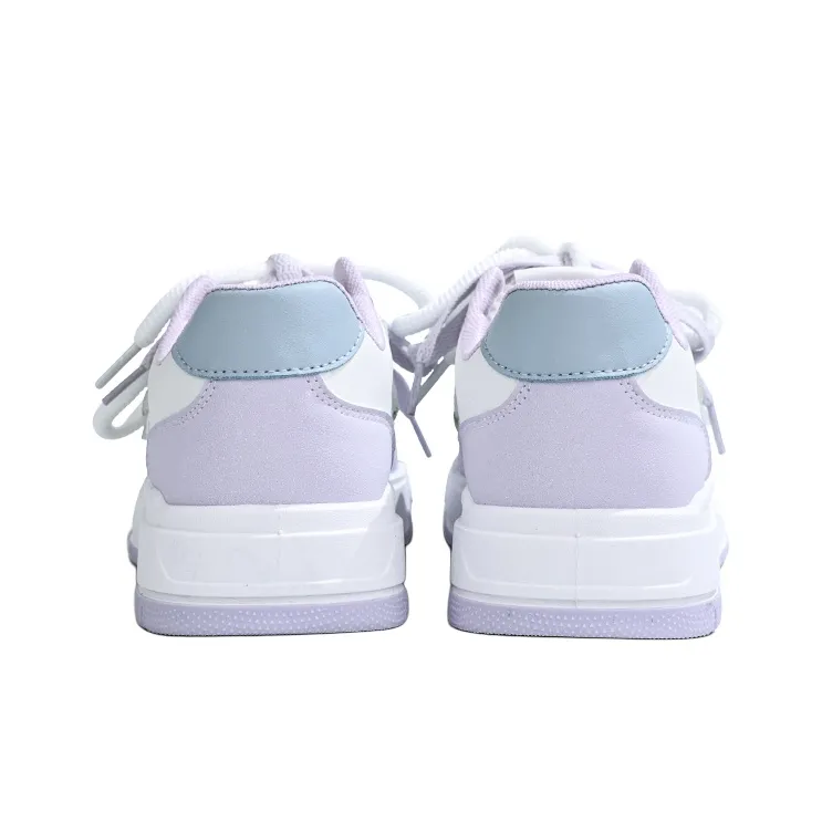 RENBEN Lightweight And Breathable Low Top Skateboard Shoes Women's White Purple-3