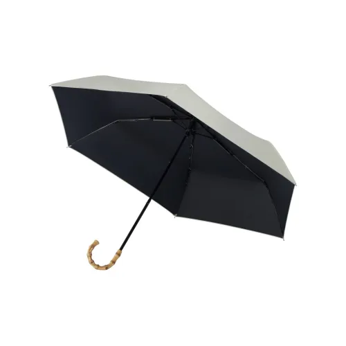 OBSU Three Fold Umbrella Sunny And Rainy Dual Use Vinyl Umbrella For Women's Bamboo Bent Handle Sun Protection Umbrella