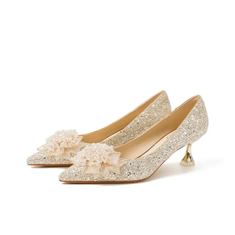 MABEL&CO Slim Heel High Heels 5.5cm Women's Champagne-2