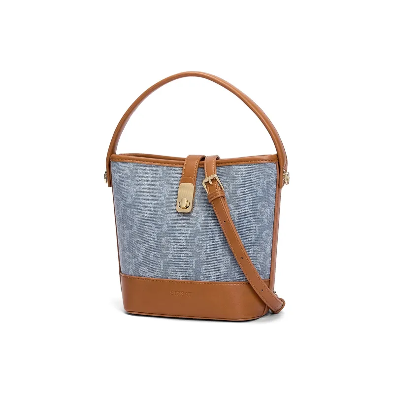 ST&SAT Fabric, Synthetic Leather Shoulder Bag, Crossbody Bag, Portable Small Bag Women's Denim Blue/light Blue-7