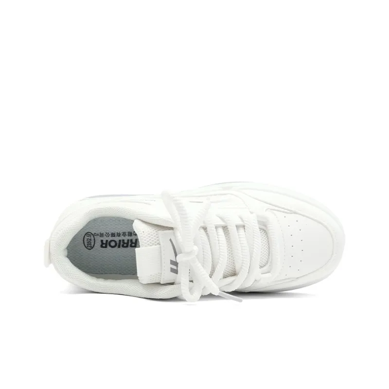 Warrior Anti Slip Wear Resistant Low Top Skateboard Shoes Women's White Gray-4