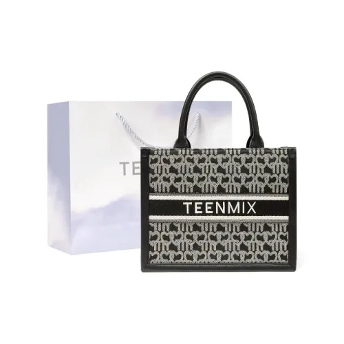 Teenmix Canvas Fabric Tote Handbag Regular Women's Black/Brown