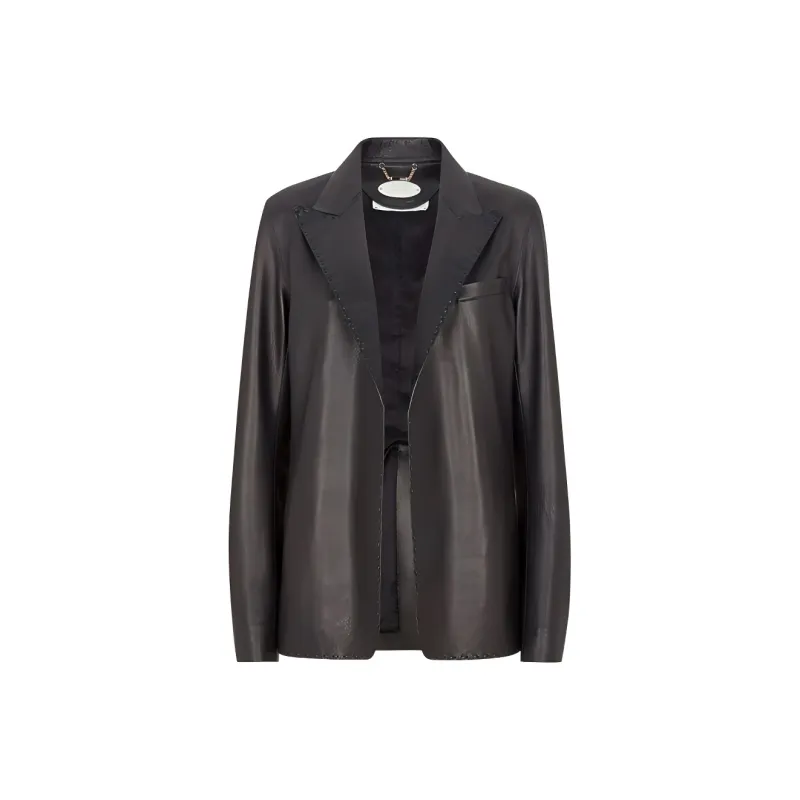 FENDI SS24 Leather Jacket Women's Black-0