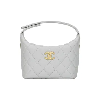 CHANEL Cow Leather Handbag Small Size Women's Gray
