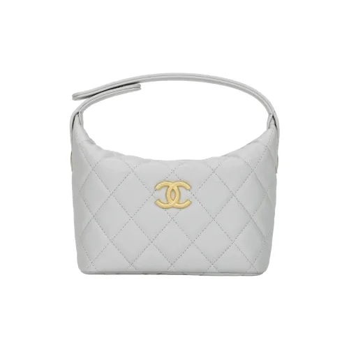 CHANEL Cow Leather Handbag Small Size Women's Gray
