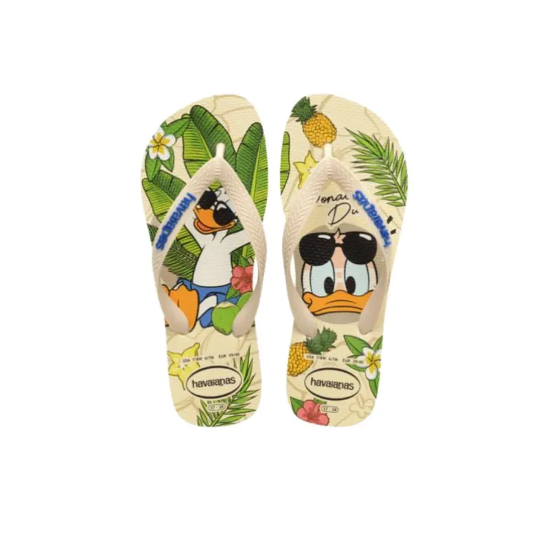 Disney x Havaianas Rubber Sole Abrasion Resistant Flip Flops Women's Beige Green-4
