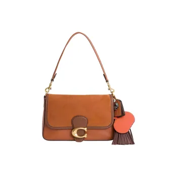 COACH Soft Tabby Suede Shoulder Bag Women's Brass With Burnished Amber