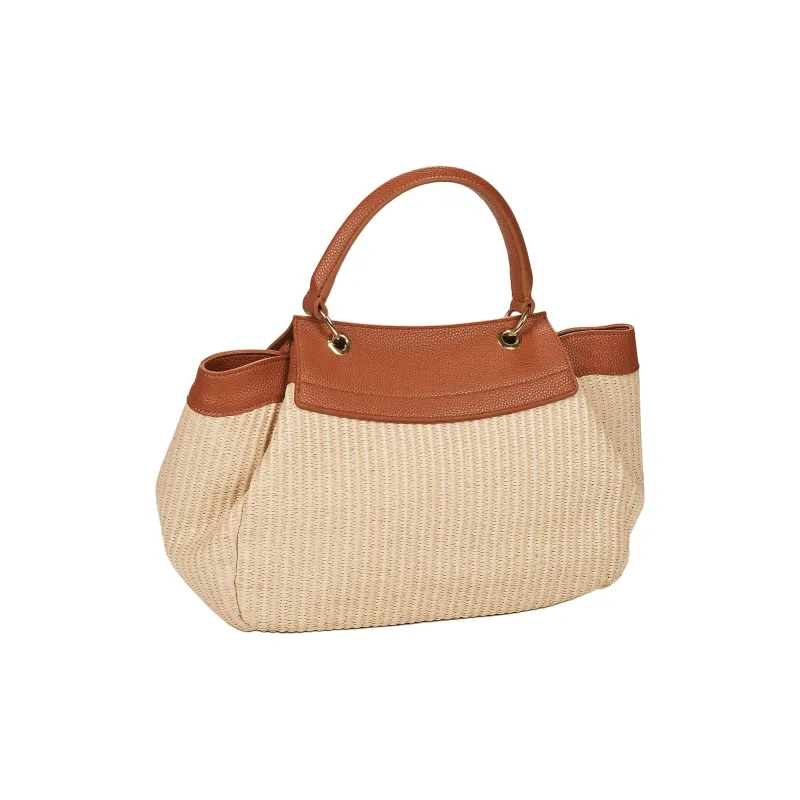 ARMANI EXCHANGEAE Fabric, Synthetic Leather Tote Bag, Shopping Bag, Shoulder Bag, Handbag Tubas Women's Beige Brown-2