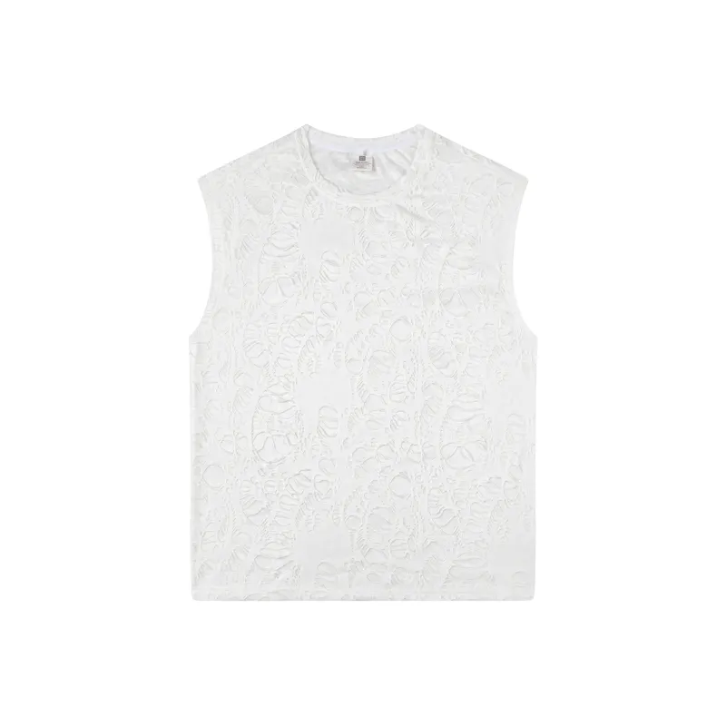 American Vintage Ripped Design Niche Cool Loose Fit Casual Sleeveless Tank Top Unisex-7
