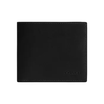 COACH Coin Wallet Grain Leather Wallet Mini Men's Black