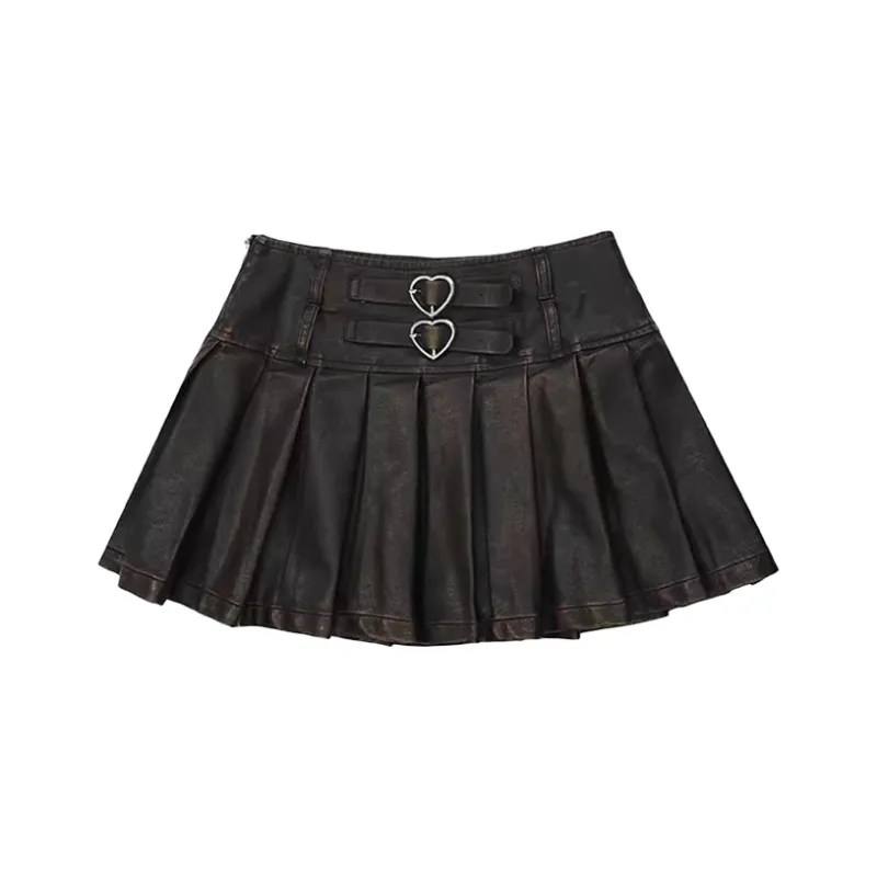 Gentle Welcome Leather Short Skirts Women's-2
