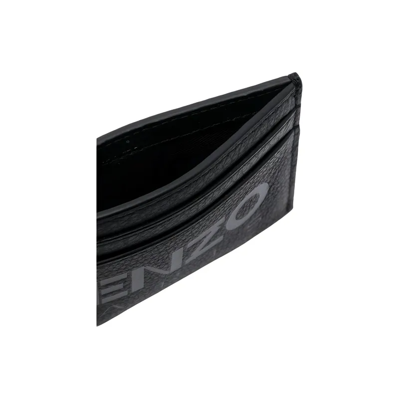 KENZO Leather Wallet Card Clip Card Holder Men's Black-4