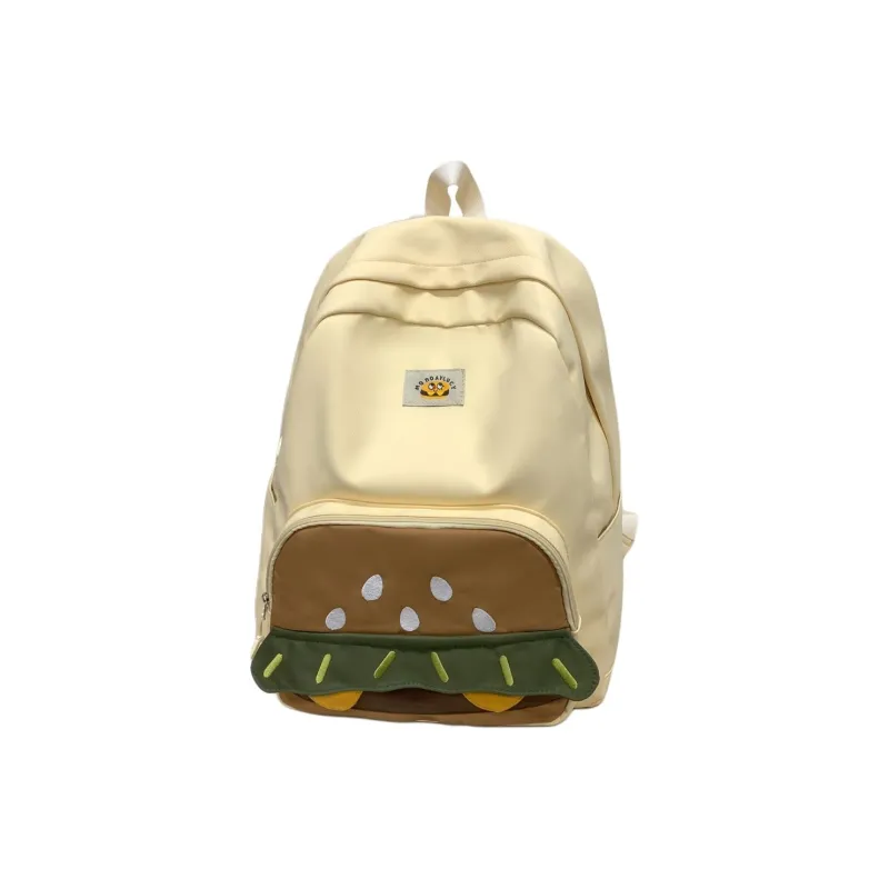 Parker Bear Nylon Backpack Unisex White/Yellow/Khaki/Coffee-6