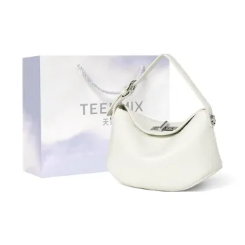 Teenmix Cow Leather Lunch Bag, Shoulder Bag, Crossbody Bag, Handbag Women's Black/White