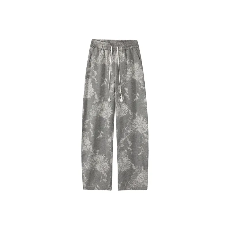 Zomuros Casual Pants Unisex Pattern Gray-0
