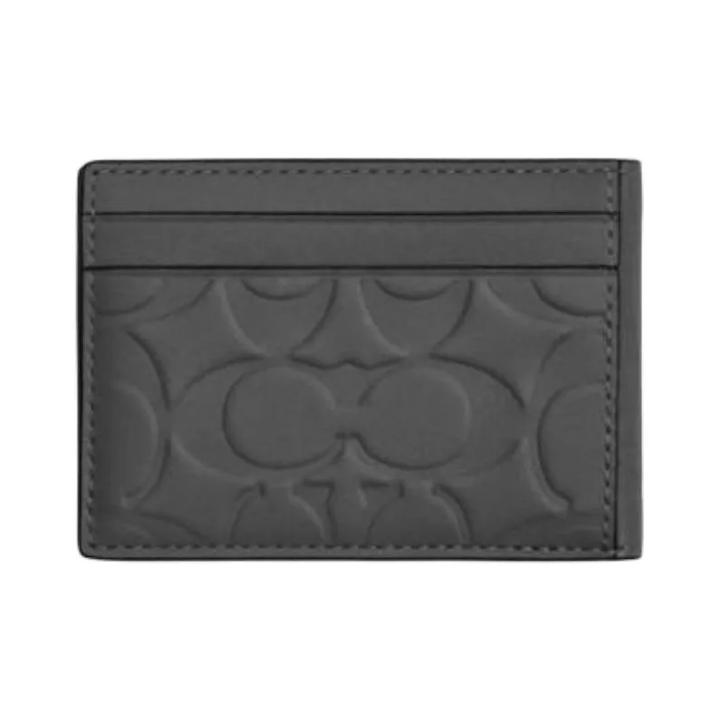 COACH Compact Calfskin Wallet Mini Men's Charcoal Gray-1