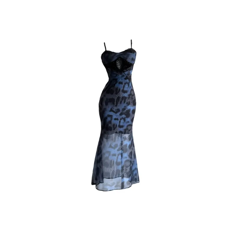 GUOZHEN Slip Dresses Women's Blue-0