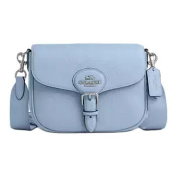 COACH Amelia Pebbled Leather Saddle Bag, Crossbody Bag, Shoulder Bag Medium Size Women's Blue