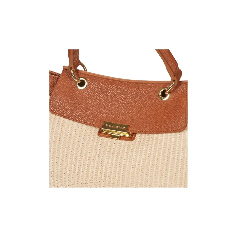 ARMANI EXCHANGEAE Fabric, Synthetic Leather Tote Bag, Shopping Bag, Shoulder Bag, Handbag Tubas Women's Beige Brown-4
