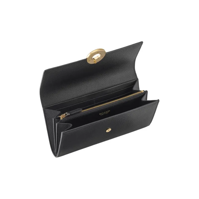 BVLGARI Calfskin Wallet Tubas Women's Black-2