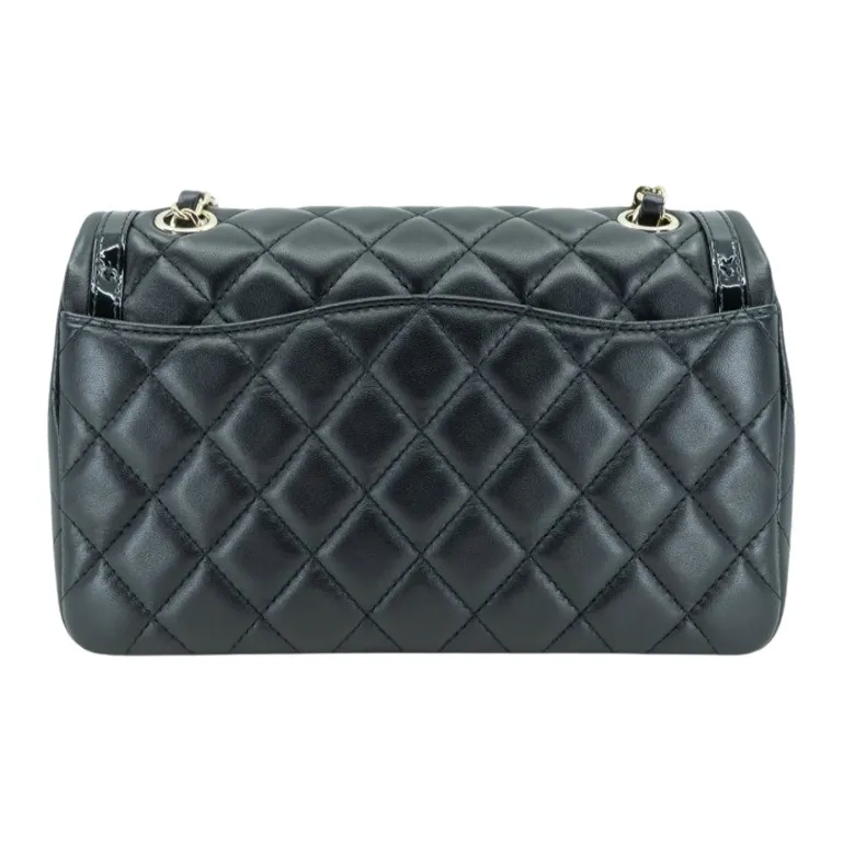 CHANEL Lambskin Shoulder Bag Mini Women's Gold & Black-1