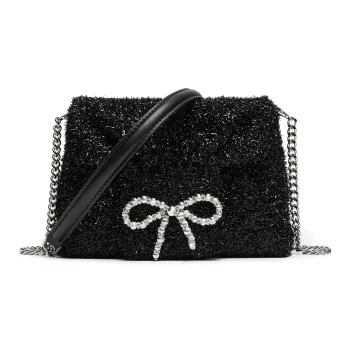 Staccato Fabric Messenger Bag, Shoulder Bag Women's Chanel Inspired Black