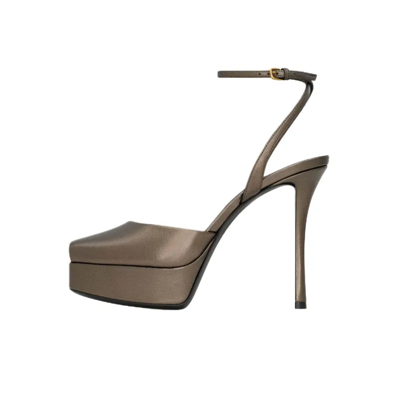 SAINT LAURENT Scandale Slim Heel High Heels 11cm Women's Copper-0