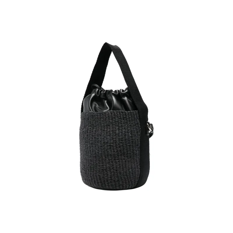 Chloe Paper With Calfskin Bucket Bag, One Shoulder Handbag Women's Black-1