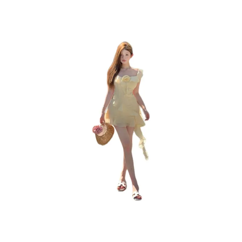GOSO Slip Dresses Women's Almond Beige Yellow-0