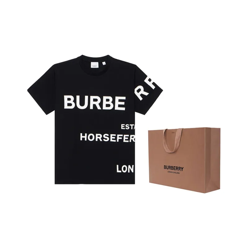 Burberry Women'ss Horseferry Print Cotton Oversized T Shirt Black/White-2