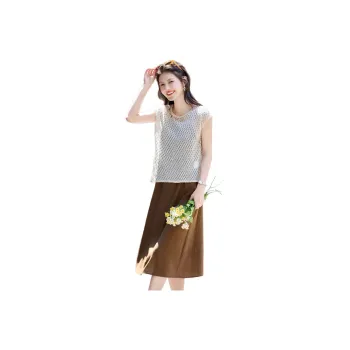 Still quiet Two Piece Skirt Sets Women's Beige+Coffee