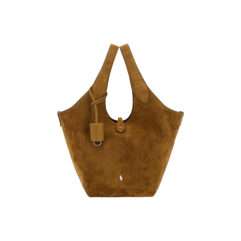 Polo Ralph Lauren Leather Tote Bag, Shopping Bag, Handbag Women's Beige-0
