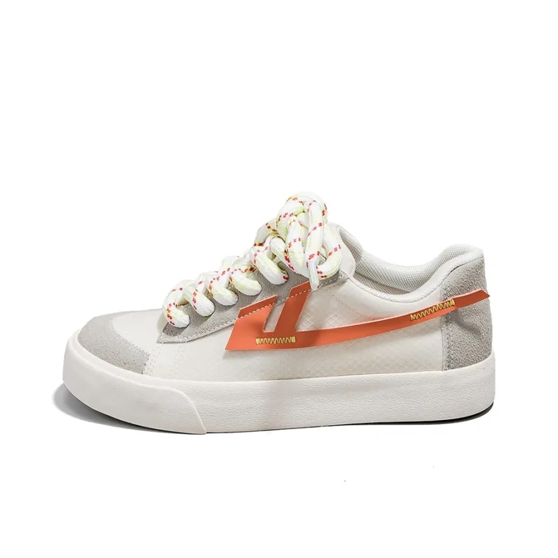 Warrior Low Top Canvas Shoes Women's Beige/Gray/Orange-1