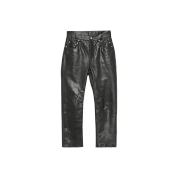RICK OWENS Detroit Cut Leather Pants 'Black'