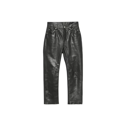 RICK OWENS Detroit Cut Leather Pants 'Black'