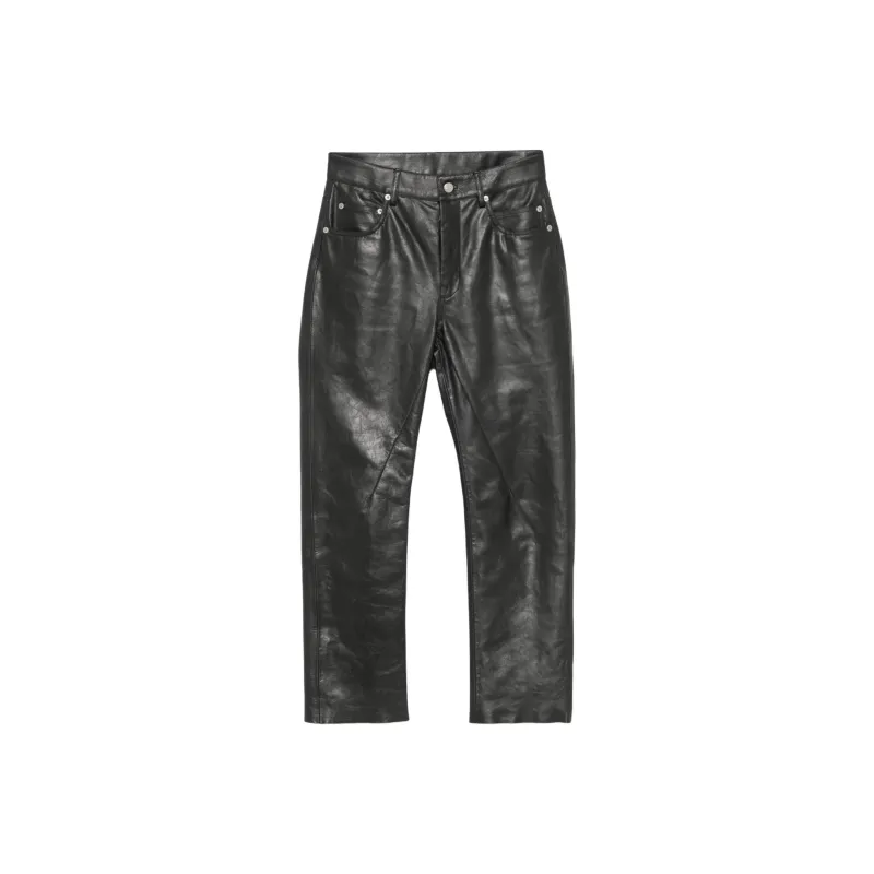 RICK OWENS Detroit Cut Leather Pants 'Black'-0