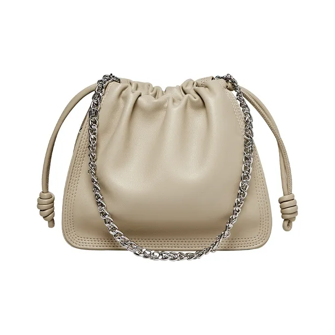 Narandu Cow Leather Chain Bag, Shoulder Bag, Cloud Bag, Shoulder Bag Women's Milk Tea/Napoléon Apricot/Black-8
