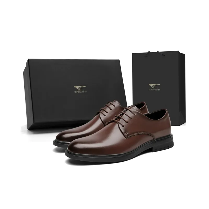 SEPTWOLVES Dress Shoes Men Low Top Black/Brown-6
