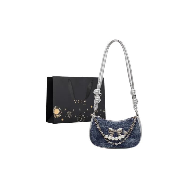 Yi Brigade Fabric Shoulder Bag Regular Women's Black/Royal Blue/Denim Blue/Sky Blue-4
