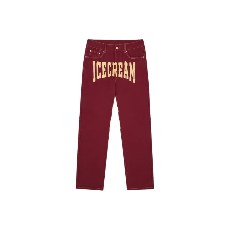 Ice Cream Jeans Unisex Burgundy Red-0