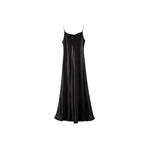 Late White Slip Dresses Women's Black