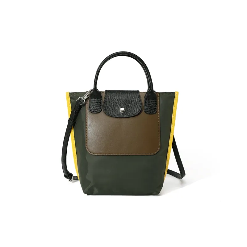 MASTER CANVAS Nylon With Leather Bucket Bag, Crossbody, One Shoulder Handbag Women's Ivory White/Green-5