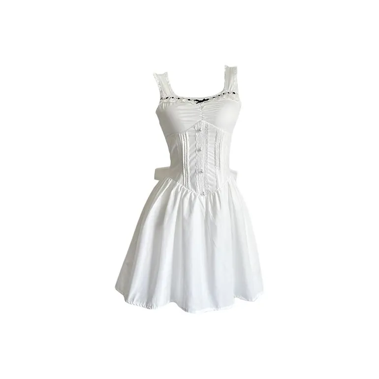 SISC Slip Dresses Women's White-0