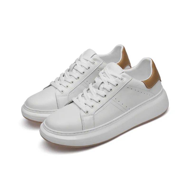 Motion Armor Platform White Sneakers Cushioning, Wear Resistant Low Top Casual Shoes Men's-8