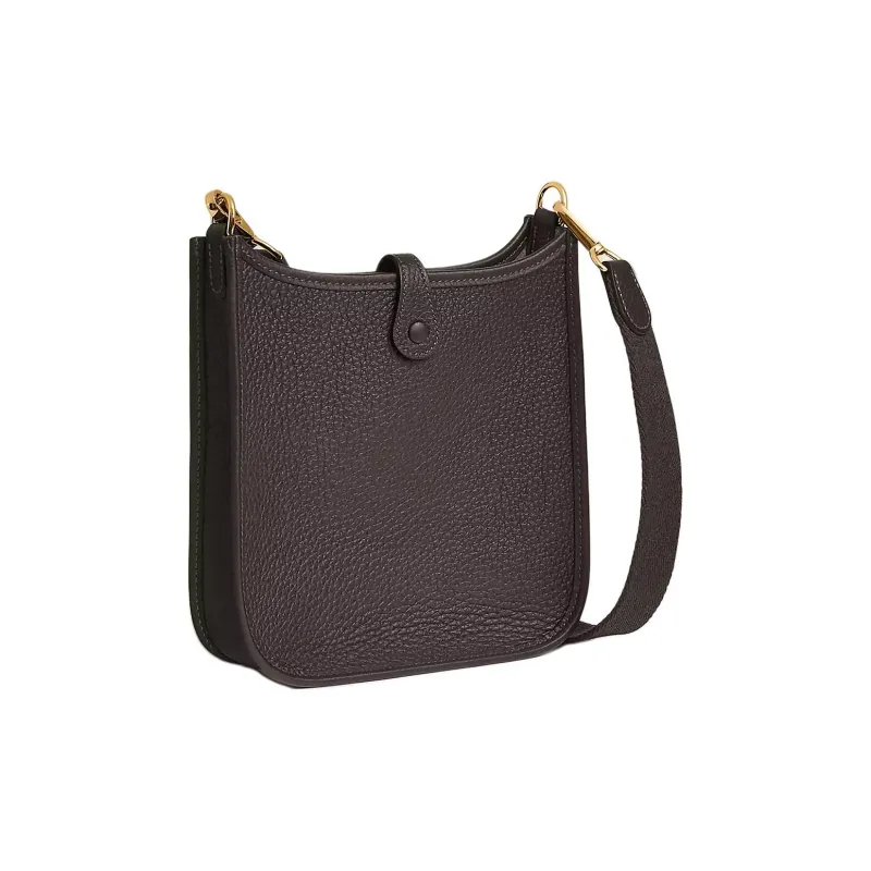 HERMES Evelyne Clemence Leather Shoulder Bag Women's Dark Brown-2