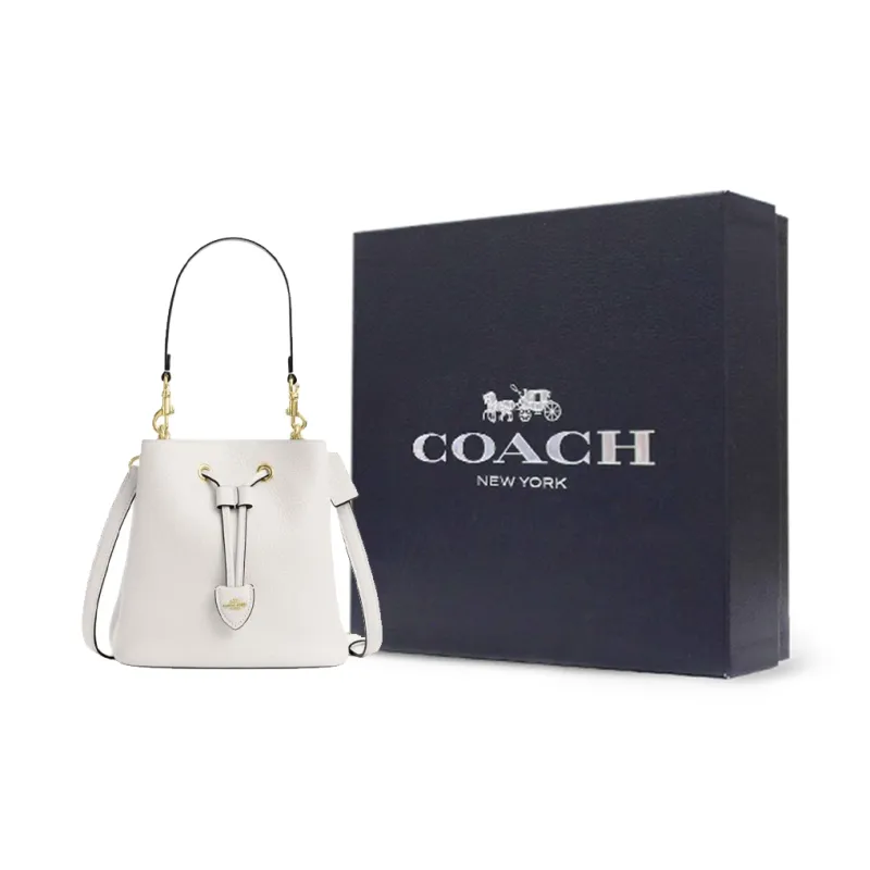 COACH Rowan Leather Handbag Trumpets Women's White-6