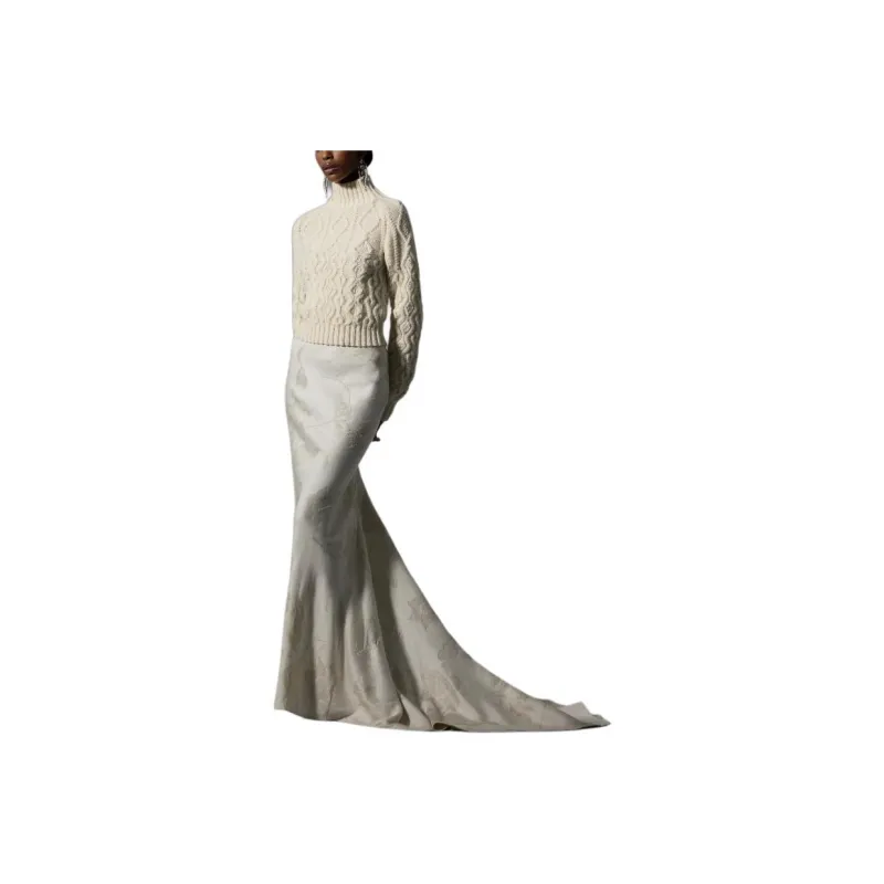 Ralph Lauren Collection Addi Embellished Floral Lamé Maxiskirt Casual Long Skirts Women's Ecru-3