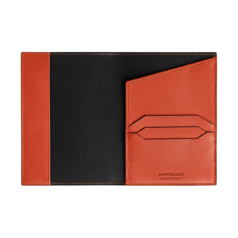 MONTBLANC Leather Passport Holder Unisex Golden Orange Red-3