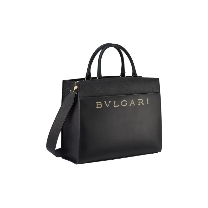 BVLGARI Calfskin Tote Bag, Shopping Bag, Shoulder Bag, Crossbody Bag, Handbag Medium Size Women's Black-1