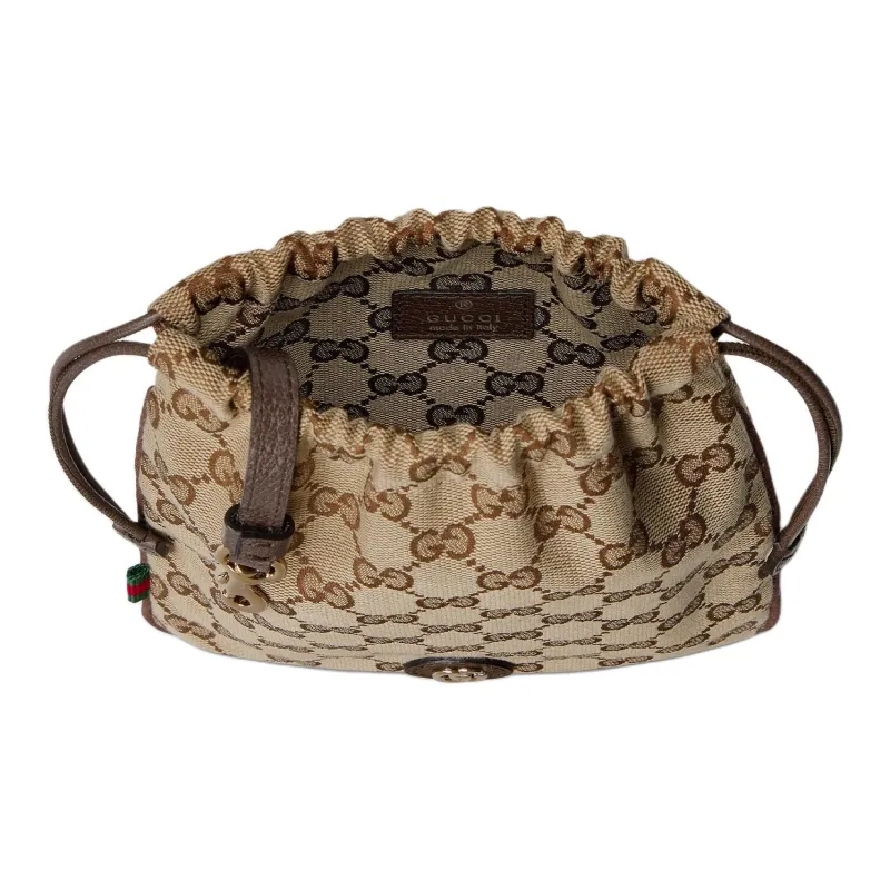 GUCCI Canvas Bag Clutch Coin Purse Mini Unisex Brown-3